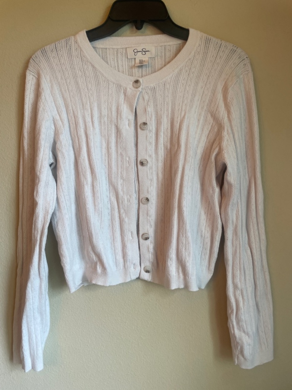 Jessica Simpson cream Button-Up Knit Cardigan pointelle sweater women’s xl